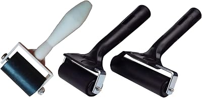 VEGCOO 3PCS Rubber Brayer Roller Set - 3 Sizes for Printmaking & Stamping