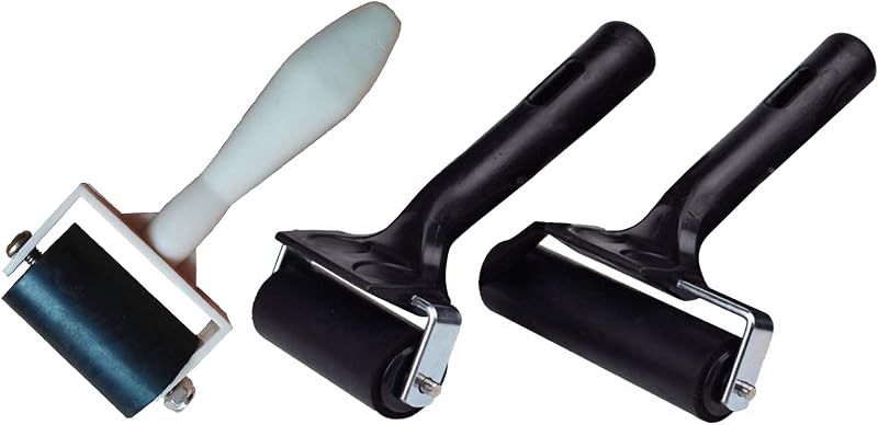 VEGCOO 3PCS Rubber Brayer Roller Set - 3 Sizes for Printmaking & Stamping