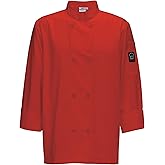 Winco Men's Tapered Fit Chef Jacket, 2XL, Red