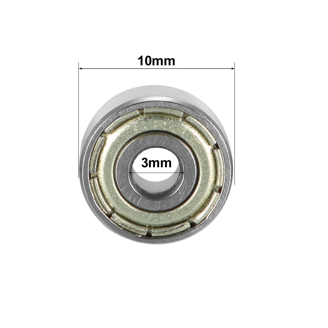sourcing map 623ZZ Deep Groove Ball Bearing Double Shield 623-2Z 80023, 3mm x 10mm x 4mm Chrome Steel Bearings (Pack of 10) - Image 5