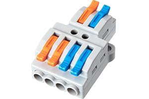 GKEEMARS 10 Pcs Lever Wire Connectors, Quick Wiring Cable Connector Push-in Conductor Terminal Block (2 in 4 Out)