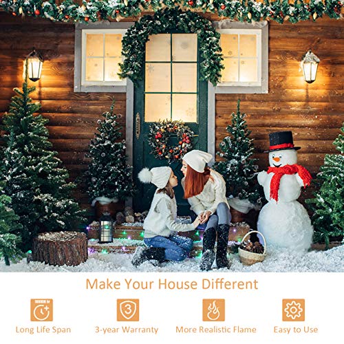 LED Flame Effect Light Bulbs, Calmsen E26 E27 Flickering Fire Light Bulbs with 4 Modes, 5W Flame Bulb for Christmas, Home Decor, Party, Restaurant, Outdoor - 2 Pack