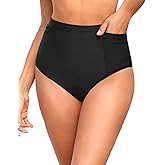 Tempt Me Women High Waisted Bikini Bottoms - Tummy Control Bathing Suit Swim Bottoms with Pockets 2025
