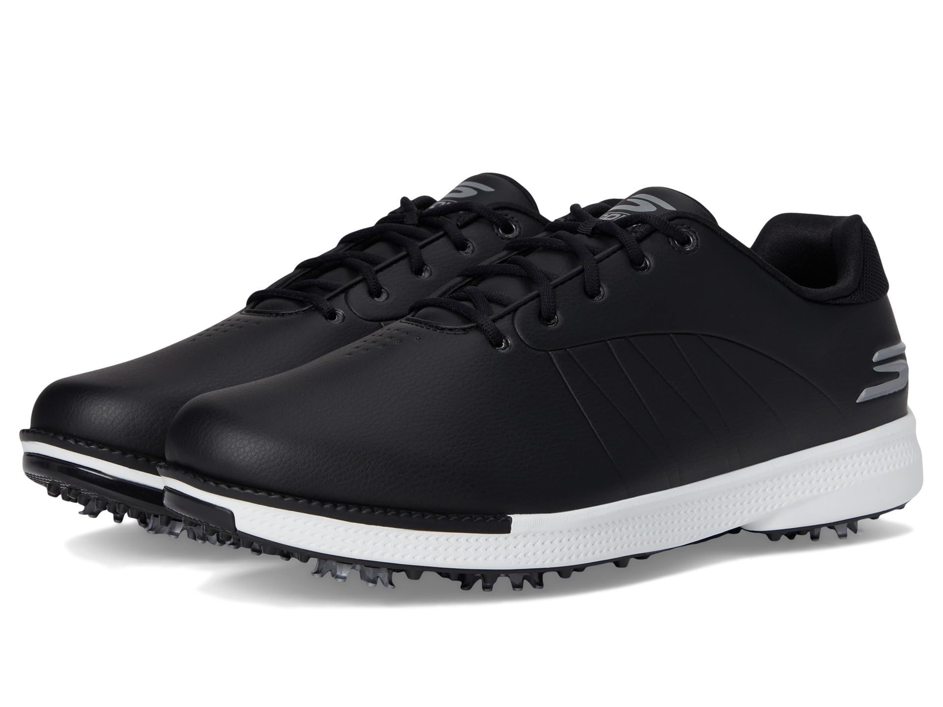 Skechers Men's Tempo Waterproof Golf Shoes Sneaker, Black/White Spiked, 8 Image Skechers Men's Tempo Waterproof Golf Shoes Sneaker, Black/White Spiked, 8 Image