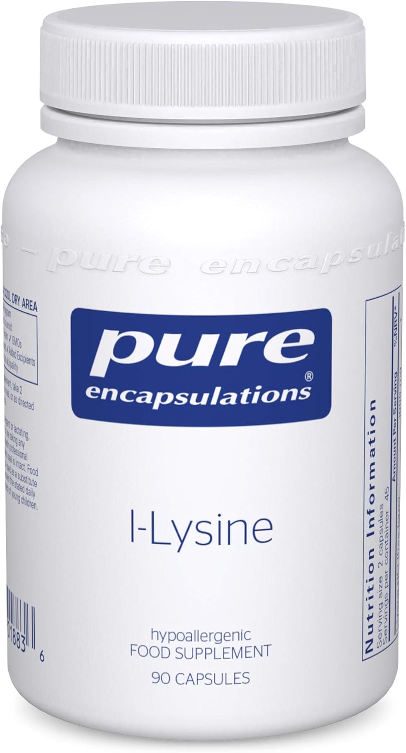 Pure Encapsulations L-Lysine 500mg - Hypoallergenic Essential Amino Acid Supplement - 90 Vegetarian Capsules