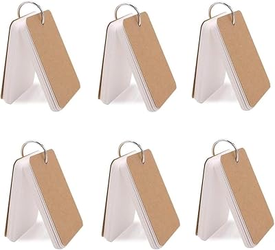 Koogel 300Pcs Flashcards 9x5.4cm White Blank Cards with Ring Kraft Covers