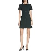 Theory Women's Easy Snap Textured Dress (Green Poplar/Pop Navy, Large)