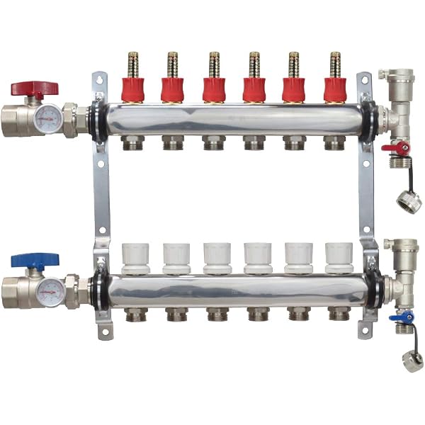 6 Loop Stainless Steel Premium PEX Manifold With 1/2 Connectors for Radiant  Heating - PEX GUY - Amazon.com