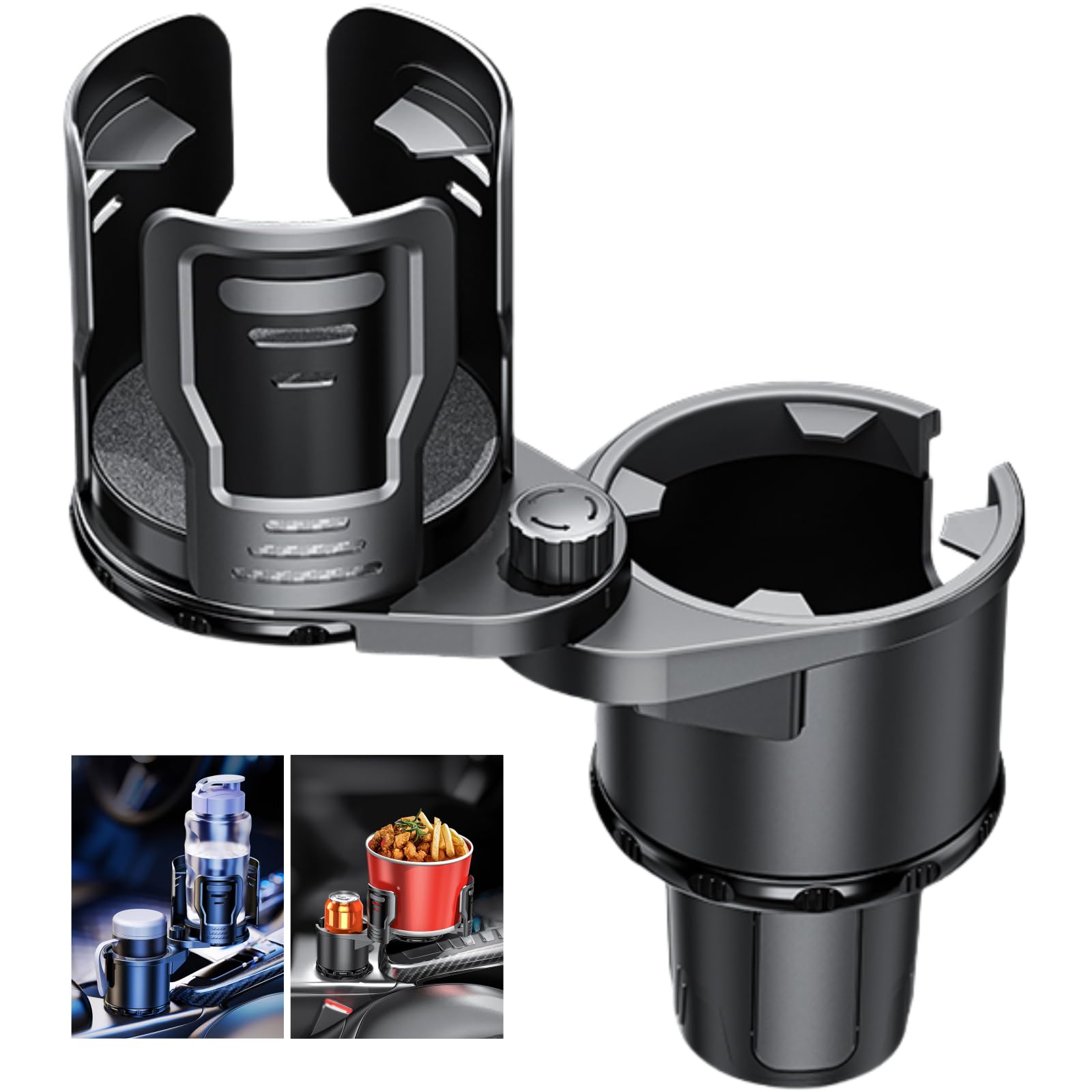 Photo 1 of Extra Car Cup Holder Expander, 2 in1 Large Expandable Automotive Cup Holder Inserts Adapter for Car, 360° Rotating Car Drink Holder with Adjustable Base and Extender Cupholder (Small)
