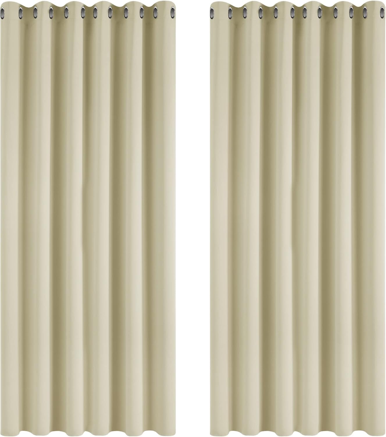 Deconovo Super Soft Room Darkening Curtains Thermal Insulated Eyelet Curtains for Bedroom 90 x 90 Inch Beige 2 Panels