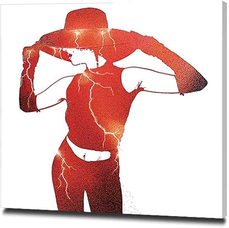 Amazon 女性と雷嵐の多重露光イラスト アートパネル おしゃれポスター モダン インテリア絵画 壁掛け キャンバス絵画 絵 パネル ポスター おしゃれ アートボード 50x50cm ウォールステッカー オンライン通販