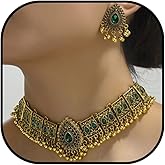 Frodete Indian Jewelry Sets for Women Traditional Bohemian Wedding Jewelry Set Indian Dresses for Women Oxidized Ethnic Party Prom Wear