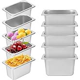 IHDYPPEW 12 Pack 1/9 Size, 4 Inch Deep Steam Table Pan, Silver 201 Stainless Steel Chafing Pan, Half Size Hotel Steam Pans for Weddings, Parties, Restaurants, Cafeterias and Hotels