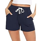 Prosoft&Hawiton Womens Cotton Pajama Shorts Comfy Sleeping Shorts Sleepwear Lounge Pj Bottoms with Drawstring & Pockets