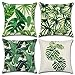 MIULEE Pack of 4 Tropical Leaves Series Throw Pillow Cover Decorative Cotton Linen Burlap Square Cushion Cover Pillow Case for Car Sofa Bed Couch 18 x 18 Inch