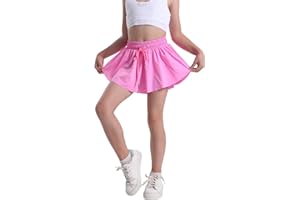MAZIKY Flowy Shorts Girls Preppy Shorts 2 in 1 Butterfly Running Shorts with Pockets for Dance Gym Sports Playground