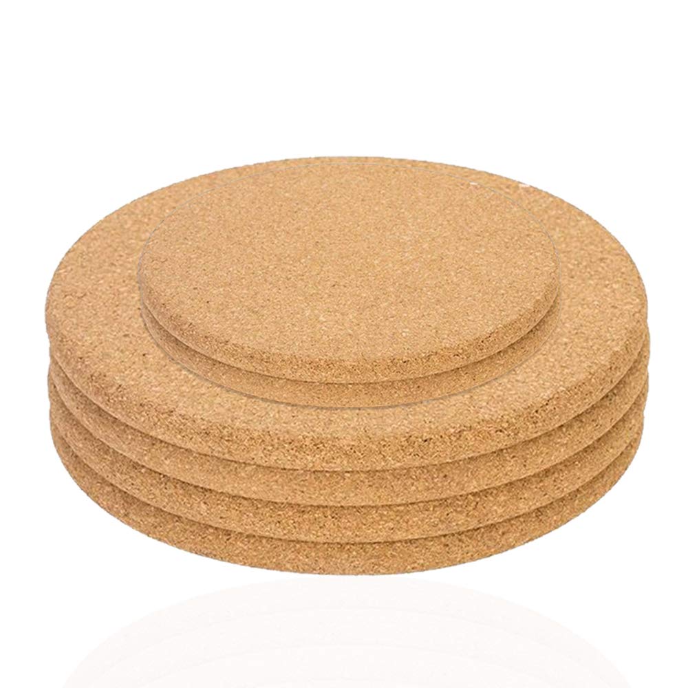 6 Pack Cork Coasters, Cork Coaster for Drinks, Sonku Round Brown Absorbent cork Mat Suitable for Plants Drinks Pans Mugs Glasses DIY Craft-4 Inch,6 Inch