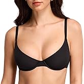 DOBREVA Women's Balconette Unlined Plunge Bra Underwire Demi Plus Size Bras Lounge Comfort