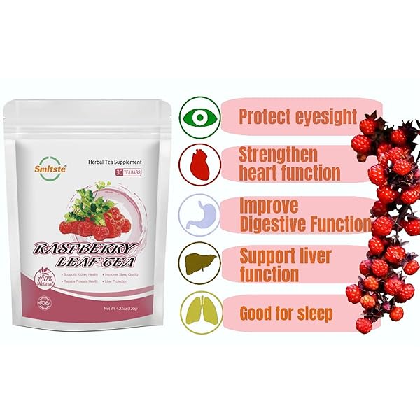 SMLTSTE 30 TEA BAGS ORGANIC DRIED RASPBERRY LEAF TEA,RED TEA NATURAL HERBAL TEA TO KEEP KIDNEY HEALTHY AND LIVER PROTECTION(4.23OZ/BAG)