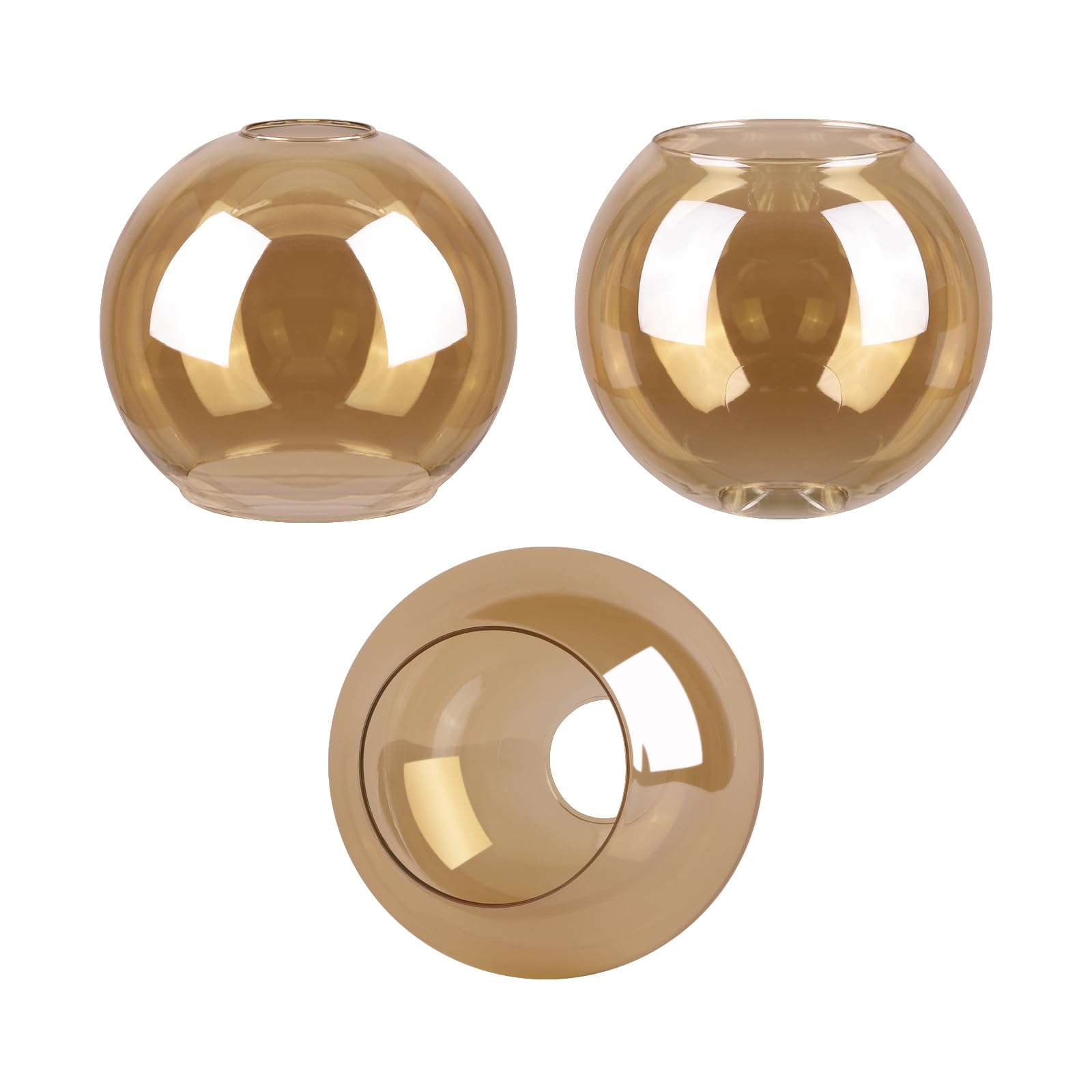 Photo 1 of 3 Pack Amber Glass Globe Shade Fixture Replacement, 5.9 Inch Diameter, E26 Base 1-5/8 Inch Fitter, Glass Globe Lampshade Cover for Pendant Wall Sconce Chandelier Vanity Light (Amber, 5.9 Inch)