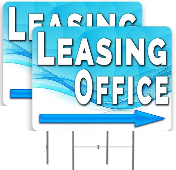 Amazon.com: 2 Pack Leasing Office (Arrow) Yard Sign 18" x 24" - Double ...