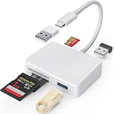 SD Card Reader, 5 in 1 USB-C &amp; USB Dual Connectors Card Adapter for iPhone | USB C SD Card Reader with SD/MicroSD/MS slots, Dual USB-A ports for iPhone 17/16/15, iPad, Android, MacBook,Pc,Laptop,Tablet