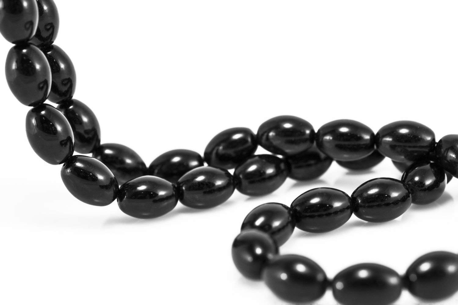Onyx Semi-Precious Stone Strand Black Beads Polished and Matt Set Semi-Precious Stone Strand 4/6/8/10 mm Pearl Strand Pearl Necklace (6 x 4 mm Oval Polished)