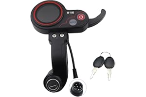 Wokyo TF-100 6 Pin LCD Display for Electric Scooter Dashboard, 36-60V Speed Adjustable Scooter Speedometer with Key, Waterproof Thumb Throttle Replacement
