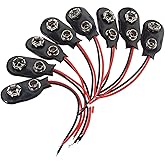 9v Battery Connector, 9V Dry Battery 6F22 Carbon Zinc Battery Clip, Battery Buckle Connector Hard Buckle Plastic Housing and 