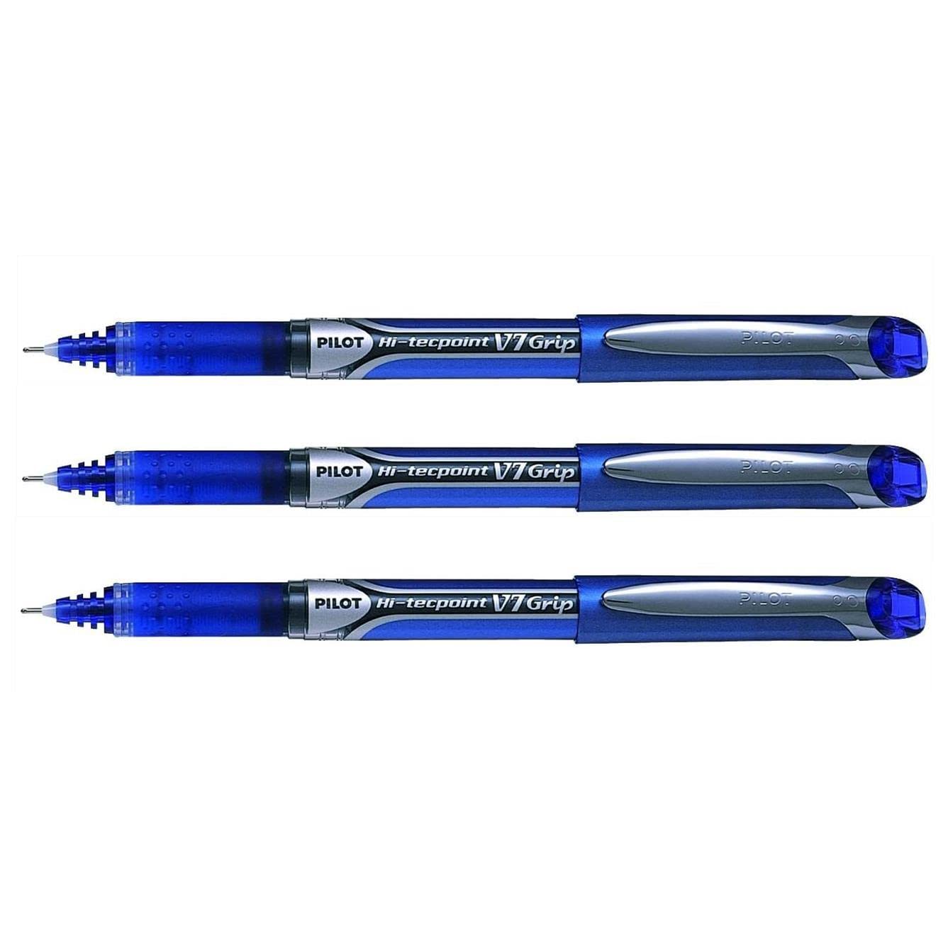 Pilot Hi-Tecpoint V7 Grip Rollerball Pen Pens Pack Of 3, Blue