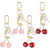 4PCS Cherry Keychain Pendants, Pink and Red Cute Bag Charms Keychain Hanging, Cute Cherry Charm for Purse Handbags Accessories