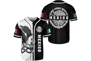 BOZENTIM Mexico Baseball Jersey Shirts, Jersey De Mexico Flag Jersey for Men Women, Mexican Eagle Unisex Shirt Sports Gifts