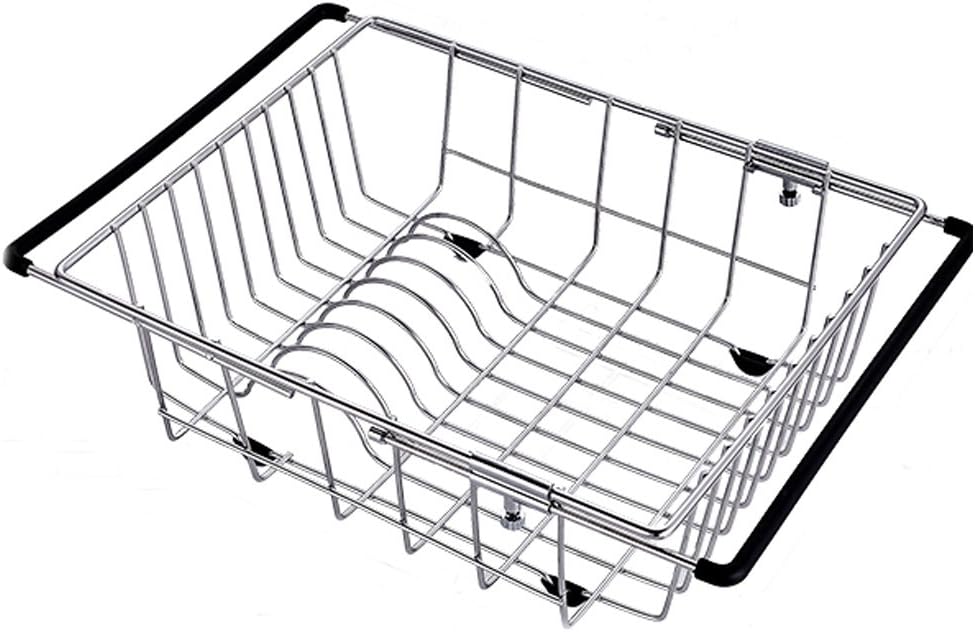 Dish Rack Over Sink,Adjustable Arms Holder Kitchen Organizer Strainer Dish Draine Stainless Steel Hydron Basket