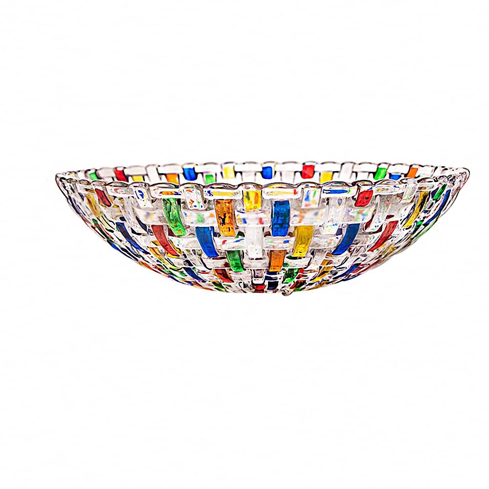 Puremagics Hand Painted Colorful Woven Glass Crystal Salad & Fruit Bowl Decoration,Centerpiece for Home,Office,Wedding Decor, Fruit, Snack, Dessert, Server