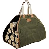 INNO STAGE Firewood Carrier - Waxed Canvas Wood Carrier for Firewood, Heavy Duty Log Carrier Bag As Wood Stove Accessories