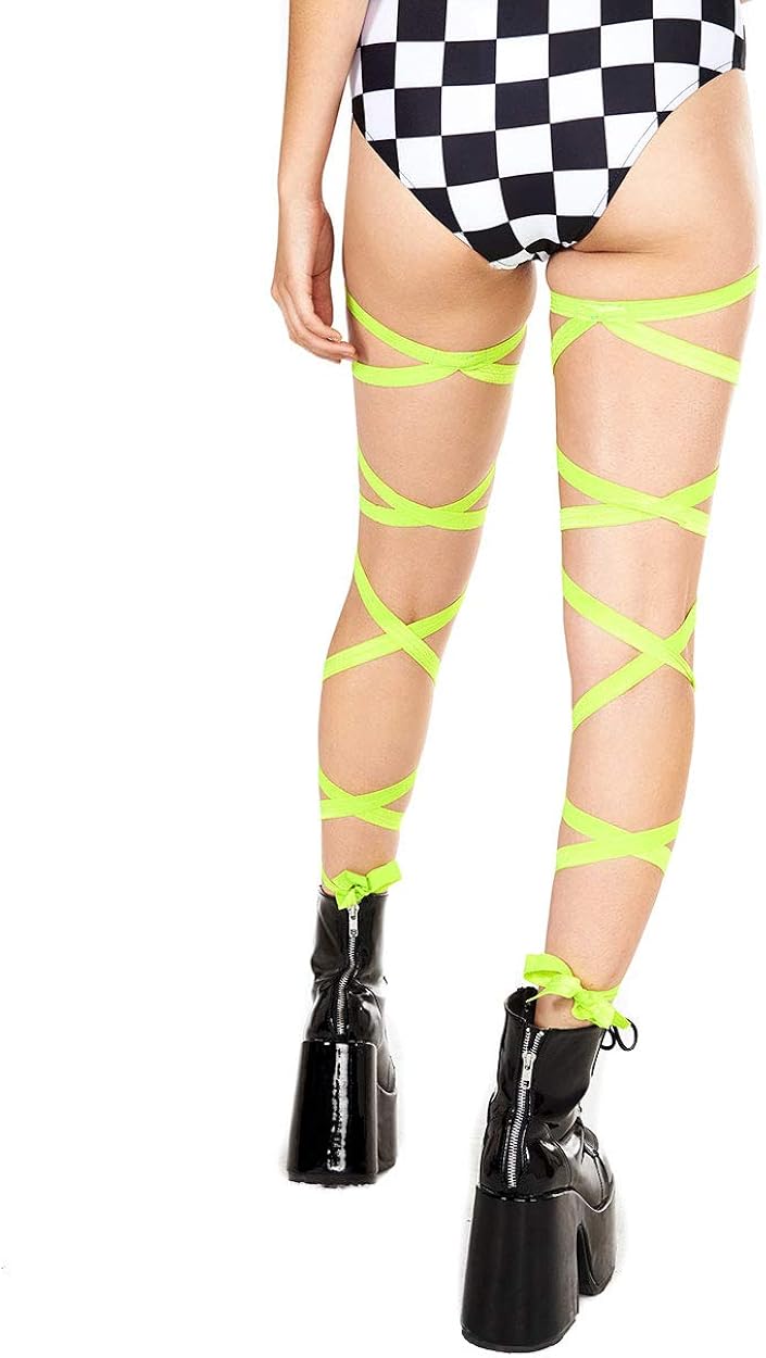 iHeartRaves Pair of Non-Slip Leg Wraps for Festivals, Costumes, Club(Black): Adult Exotic Hosiery: Clothing