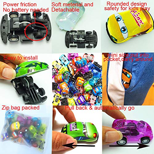 image for Himeeu 40 Pcs Pull Back Vehicles Mini Car Toys Friction Powered Racing
