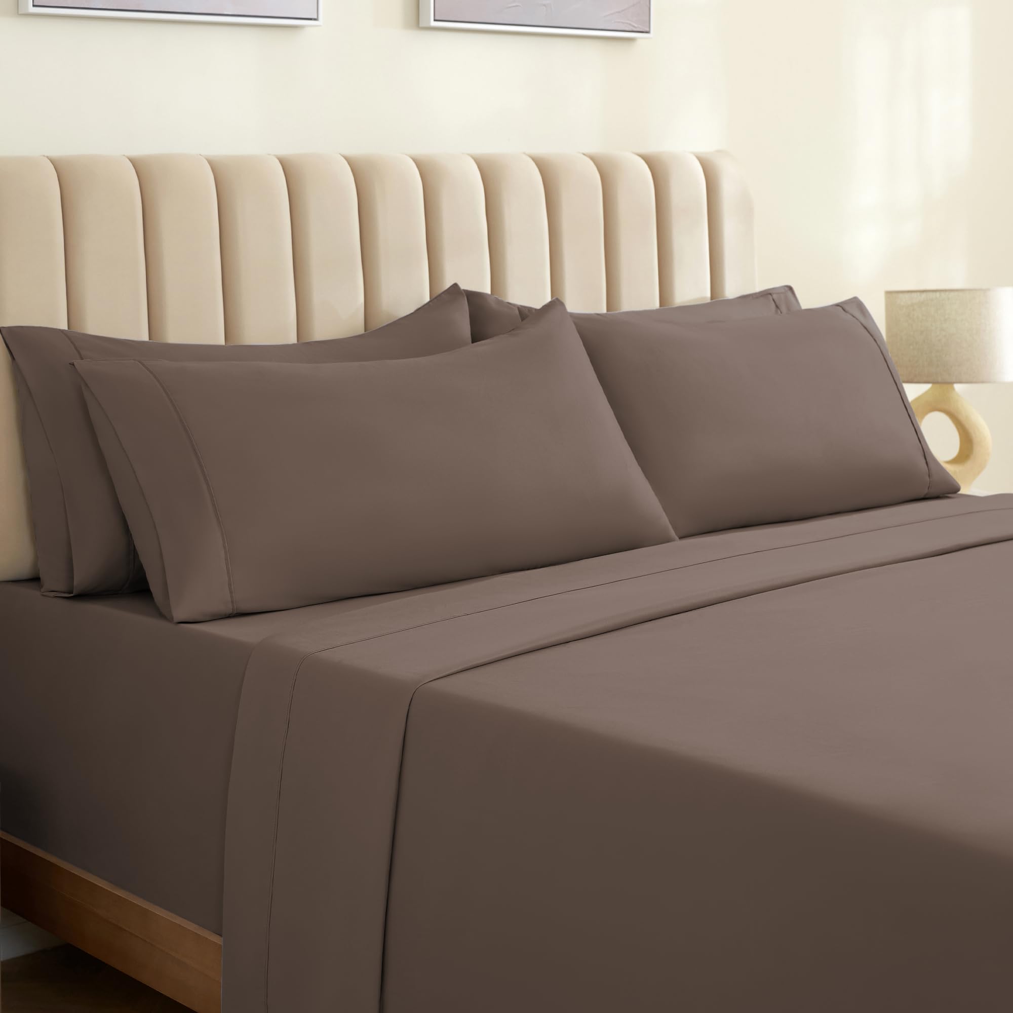 Photo 1 of LuxClub 2 PC Sheet Set Deep Pockets 18" Wrinkle Free Sheets Machine Washable Hotel Bedding Silky Soft - Tree Bark Split King