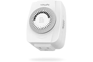 TiFFCOFiO Indoor Mechanical Outlet Timer, 3 Prong Timers for Electrical Outlets, 24-Hour Programmable Plug in Light Timer, ETL Listed (1 Pack)