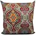 Benfan Cotton Canvas Paisley Throw Pillow Cover Decorative Pillow Covers with Floral Pattern Cushion Covers for Home ,Office and Car ,18 x 18 Inches ,Red