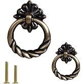 Headsitg 12 Pack Retro Style Bronze Drop Ring Cabinet Drawer Pull - Alloy Wardrobe Furniture Handles, Bathroom Dresser Knobs With Screws - Luxury Hardware for Kitchen Cupboard