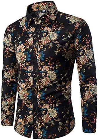 ten is heart Shirt Men's Long Sleeve Floral Casual Cool Designer Cotton Botanical