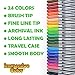 Immersive Color Dual Tip Brush Pens with Fineliner Tip (Pack of 24)
