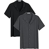 Latuza Men's Soft Button Down Pajama Shirt 2 Pack