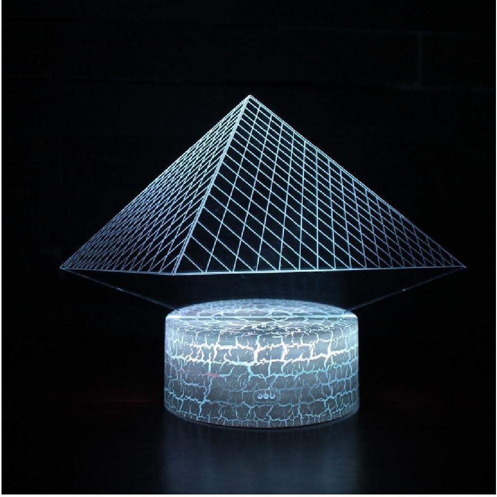3D Led Hologram Visual Illusion Pyramid Night Light 16 Million Colors Changing USB Table Party Lamp Desk Home Decoration Birthday Gifts Mobile Phone Bluetooth App Control