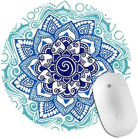 Non Slip Rubber Round Mouse Pad Desktop Working Mouse Pad Gaming Computer PC Mouse Mat D12"(Mandala flowers)
