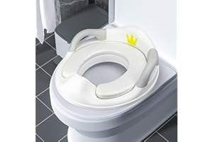 AHKUNMT Toddlers Toilet Seat,Potty Training Toilet Seat for Boys and Girls Kids Toddler Potty Seat for Toilet, Potty Seat Cover for Baby with Detachable Soft Cushion, Non-Slip Sturdy Handle (White)