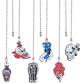 CRASPIRE 6 Style Skull Halloween Ceiling Fan Pull Chain Extender Spooky Charm Pendant Decorative 12.6 Inch Extension Connector Ball Bead Cord Replacement Hanging Ornaments for Lighting Lamp Decor
