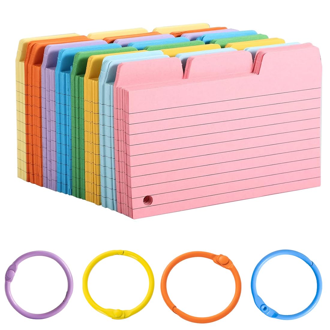 ZKSXOA Ruled Index Cards Paper, Coloured Flash Cards, Revision Cards 12.7 x 8.8 cm Lined Note Cards Study Cards for School Learning Memory Office, University Essentials