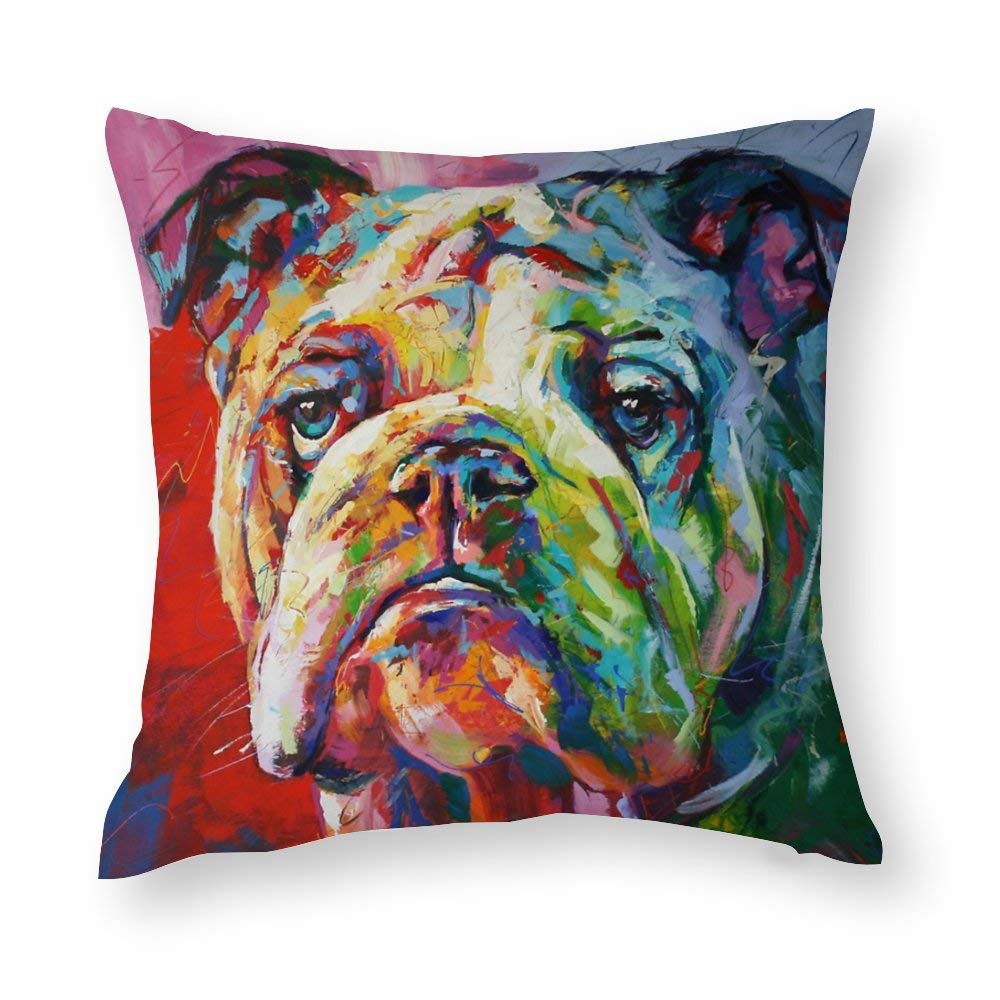 QMS CONTRACTING LIMITED Throw Pillow Cover English Bulldog Throw Pillow Pillow Cases for Home Decor Design Cushion Case for Sofa Bedroom Car 18 x 18 Inch 45 x 45 cm